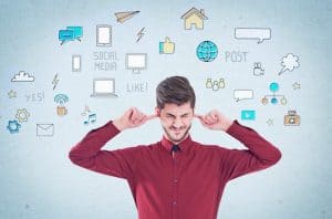 Stressed Businessman Concerning Social Media